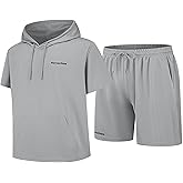 Heraclids Mens Tracksuit Set 2 Pieces Short-Sleeved Athletic Hoodie And Jogging Shorts