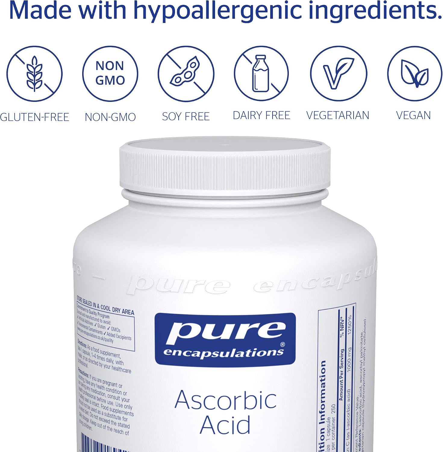 Pure Encapsulations Ascorbic Acid - 1000mg Professional Strength Vitamin C - Hypoallergenic Supplement - 250 Capsules - Image 5