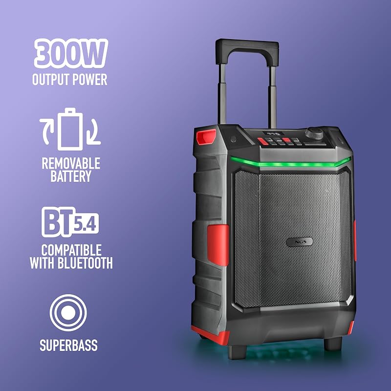 Wild Bash - Enceinte Bluetooth 5.4 Portable 50 W RMS avec lumières LED RVB, Batterie Rechargeable Amovible, étanche IPX6, karaoké et Fonction Diffusion — photo 5 sur 8