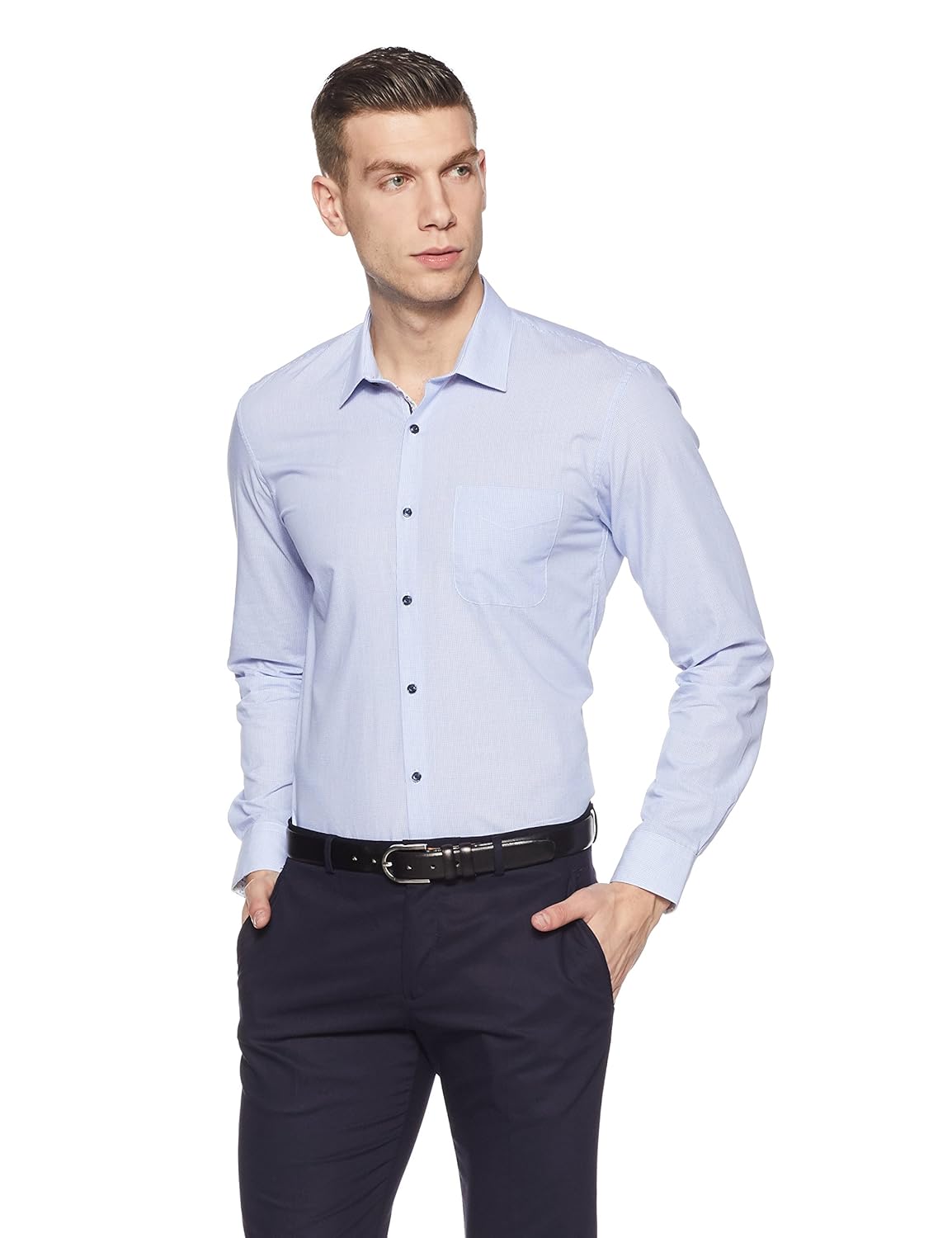 peter england men's checkered slim fit formal shirt