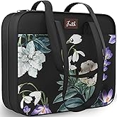 DEHITE Bible Cover Case for Women – Grey Floral Carrying Case – Tote Bags – Book Size 11.8 x 10 x 4.1 in – Premium Fabric