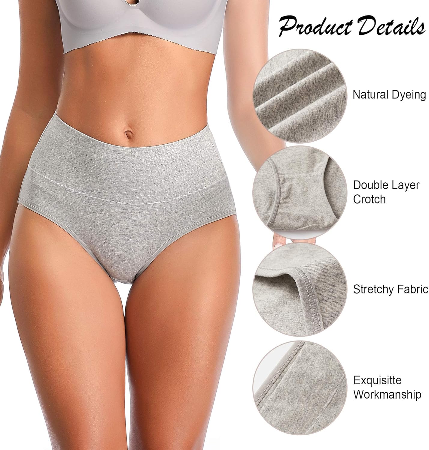 Womens Underwear, No Muffin Top Full Coverage Cotton Underwear Briefs Soft Stretch Breathable Ladies Panties for Women at  Women’s Clothing store