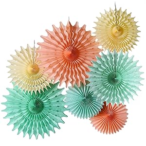 Mint Peach Party Decoration Peach Cream Mint Green 7pcs Honeycomb Tissue Paper Fan Flower for Baby Shower Decoration Tissue Pom Pom Wedding Bridal Shower Decoration Bachelorette Party Decorations