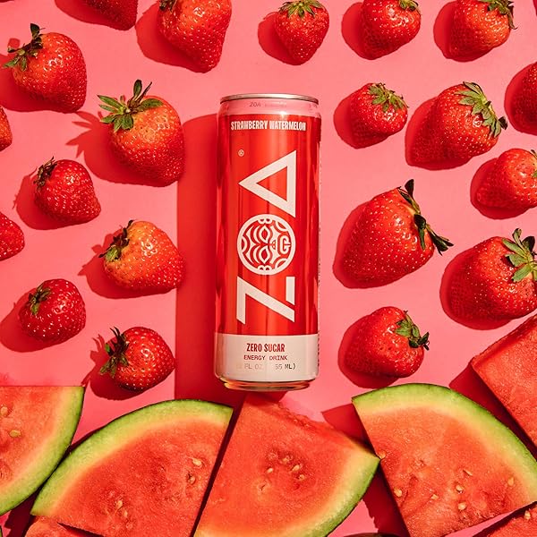 ZOA ZERO SUGAR ENERGY DRINKS – STRAWBERRY WATERMELON | HEALTHY ENERGY FORMULA WITH NATURAL CAFFEINE, DAILY VITAMIN C, ESSENTIAL B-VITAMINS | GLUTEN-FREE, KETO FRIENDLY | 12 OUNCE CANS (PACK OF 12)