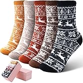 ICEIVY 5 Pack Women Thick Soft Warm Fuzzy Socks Winter Wool Fluffy Cozy Casual Home Sleep Socks with Gifts Box