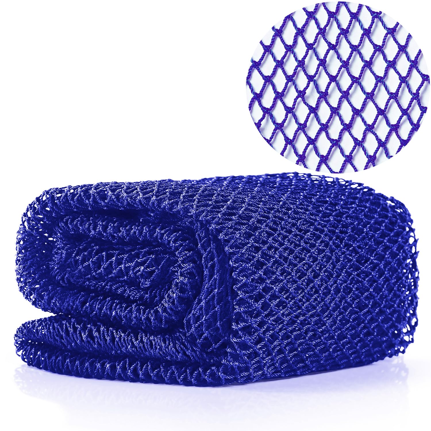 JASSINS African Net Long Bath Net Sponge, African Bathing Sponge,Body Exfoliating Long Net Shower Body Scrubber Back Scrubber Skin Smoother,Stretch Length to 66 INCH (Blue)