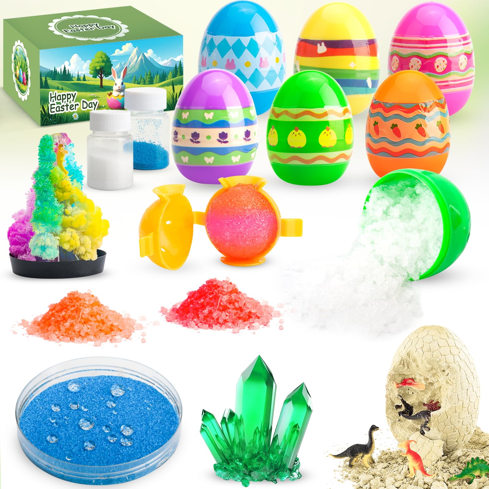 Prefilled Easter Science Eggs–6 Pack Filled Easter Egg with STEM Activity Experiment Kit for Kids, Perfect for Easter Hunt, Basket Stuffer, Party Favor, Educational Toys for Boys & Girls