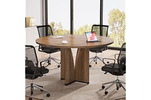 Tribesigns 39" Round Conference Table for 4, Modern Round Meeting Table with Sturdy Base, Small Compact Conference Room Table