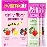 Belli Welli Daily Fiber Supplement Packets with Collagen, Probiotics & Electrolytes | Single Serve Packets for Gut Health, Digestion & Debloating | Variety | 10 Count