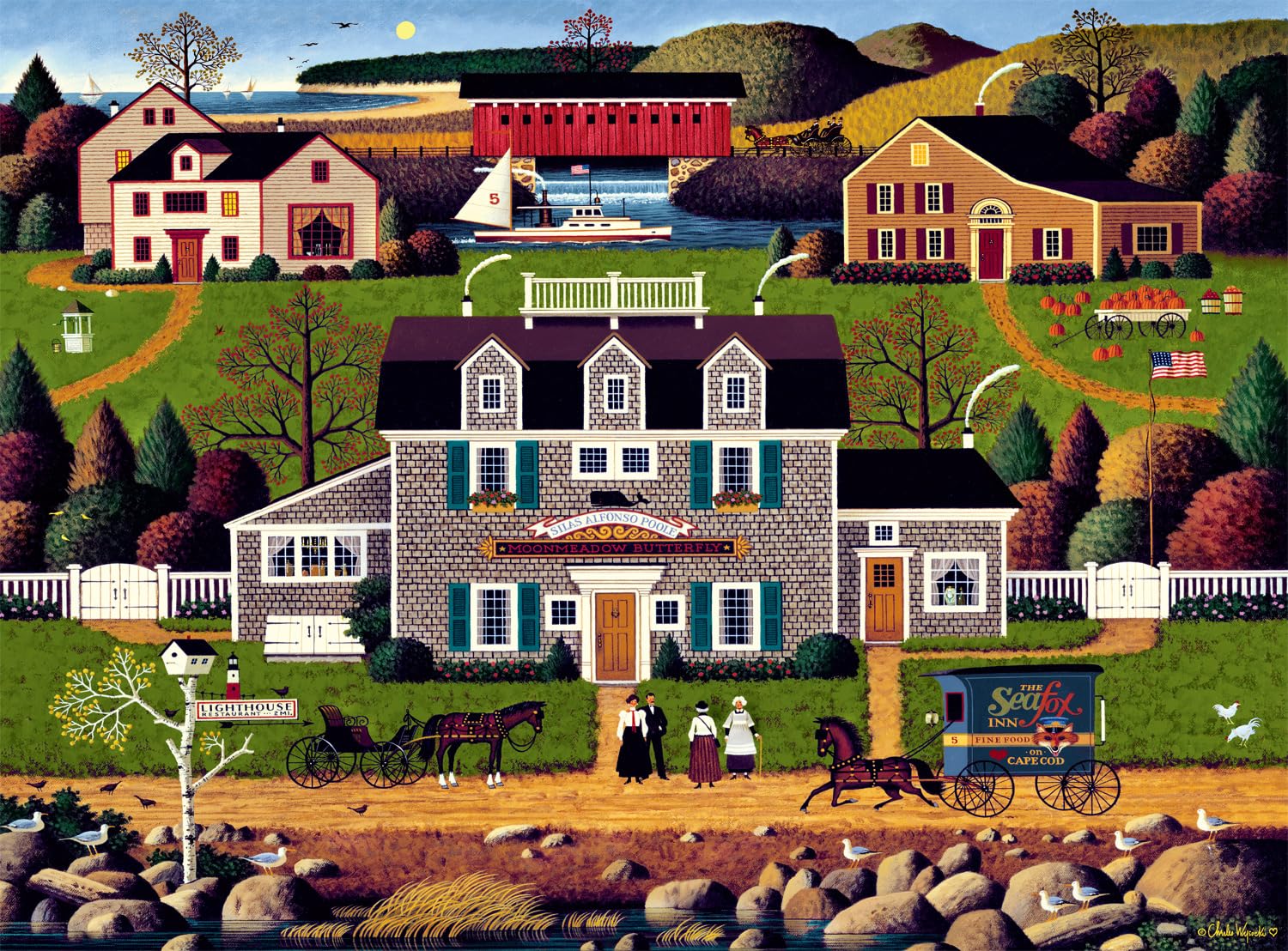 Photo 1 of Buffalo Games - Charles Wysocki - Moonmeadow Cove - 1000 Piece Jigsaw Puzzle for Adults -Challenging Puzzle Perfect for Game Nights - Finished Size is 26.75 x 19.75