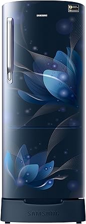 Samsung 192 L 4 Star Direct Cool Single Door Refrigerator(RR20N182YU8/HL/RR20N282YU8/NL, Blooming Saffron Blue, Base Stand with Drawer, Inverter Compressor)