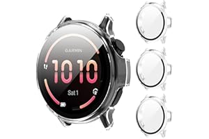 AIDOWU 3 Pack for Garmin Vivoactive 6 Case 9H Tempered Glass Screen Protector Cover Touch Sensitive,Scratch Resistant,Ultra-Thin Hard PC Case for Vivoactive6 -Clear