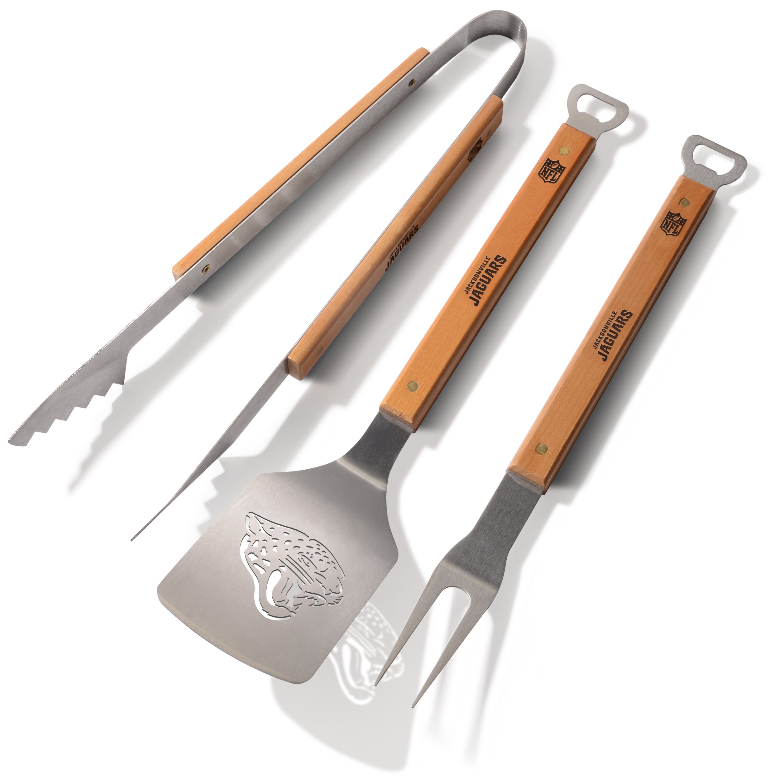 YouTheFan NFL Jacksonville Jaguars Classic Series 3-Piece BBQ Set , Stainless Steel, 22" x 9" Image