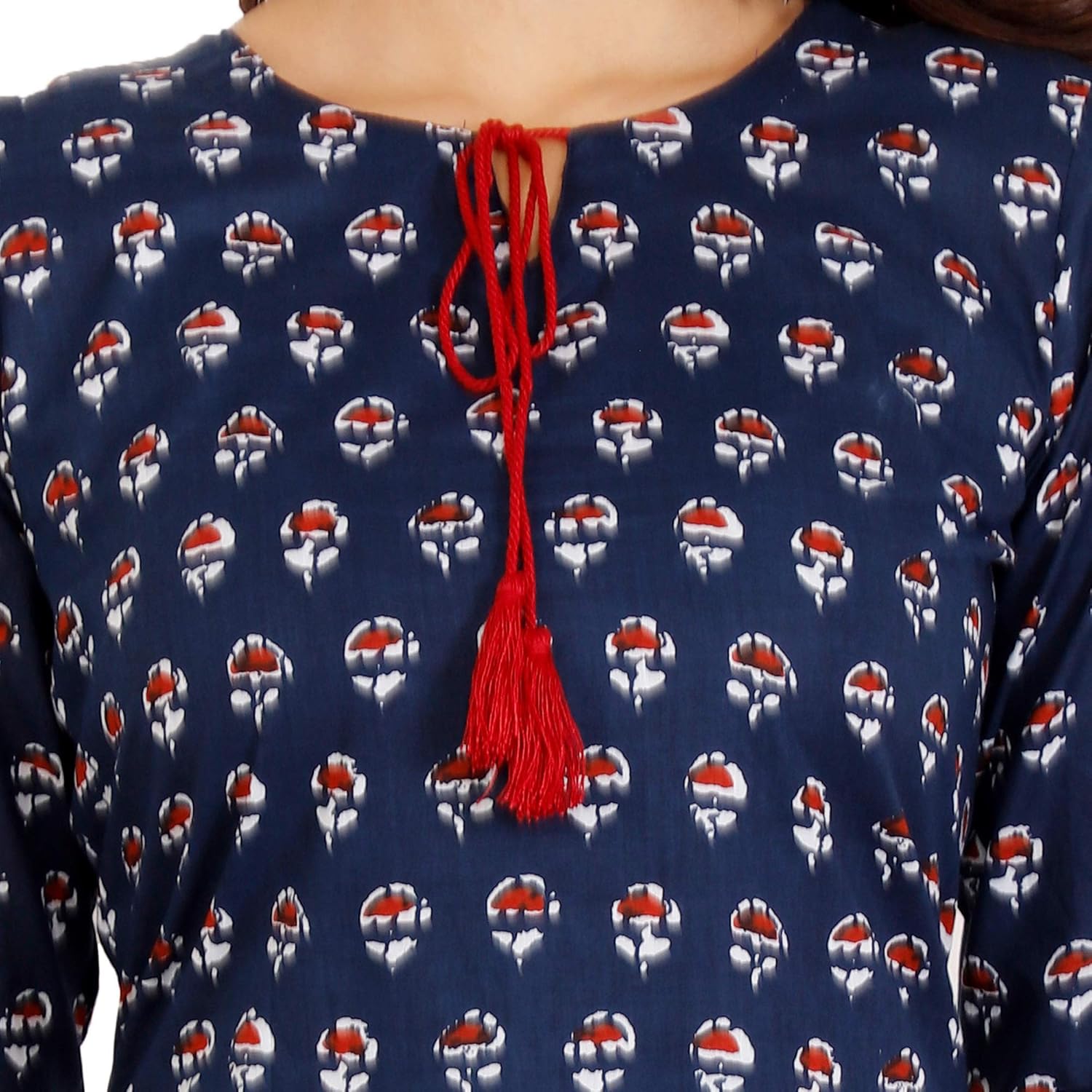 shades n shadows women cotton straight kurti (blue)