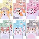JIANTA Cute Sticky Notes, 12 Pack 540 Sheets Kawaii Cartoon Sticky Notes Animals Shape Markers Flags, Cute Notepads Self-Stick Memo Pads for School Home Office