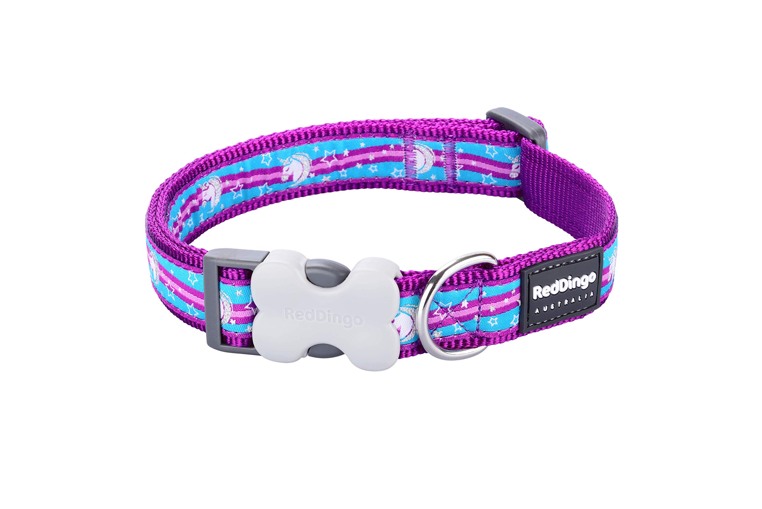 Red Dingo Bucklebone Dog Collar Design, Unicorn Purple, Medium 20mm