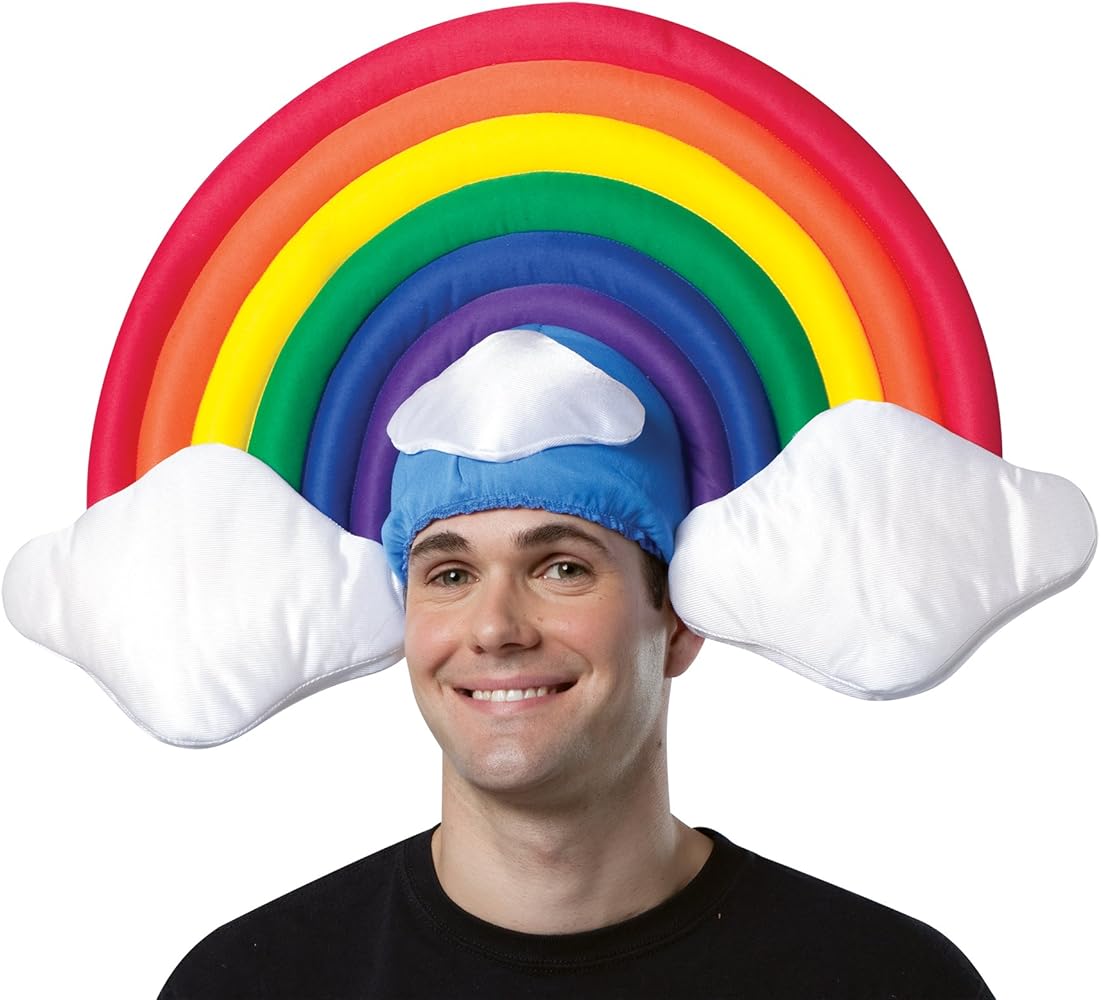 rainbow hat with fan