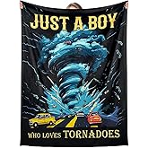 Just A Boy Who Loves Tornado Blanket Best Gifts Super Soft Throw Blanket, Bed Camping Blankets All Season Use, Storm Weather Chaser Blanket, Christmas Birthday Gifts for Son Boys, 60 * 50