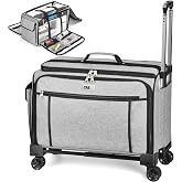 CAB55 XXL 23-Inch Rolling Sewing Machine Case with 4 Wheels, Extra Large Carrying Case for Professional Embroidery and Heavy Duty Sewing Machines with Bottom Support Board (Gray)