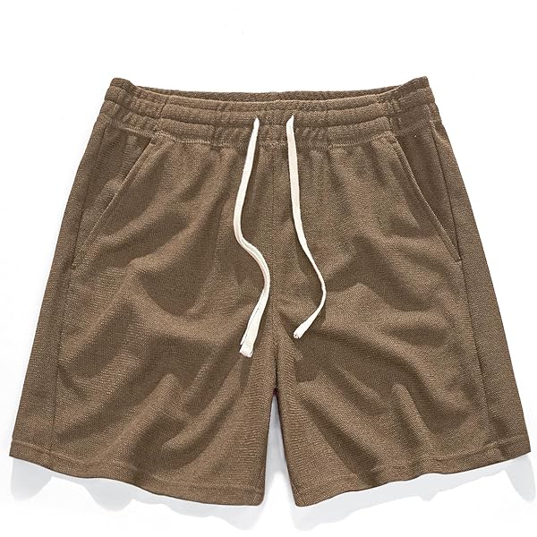 Mens Lounge Shorts with Pockets Knit Terry Cloth(Marled