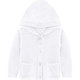 Lilax Baby Girls' Hooded Cardigan, Soft Knit Ribbed Button Closure Sweater