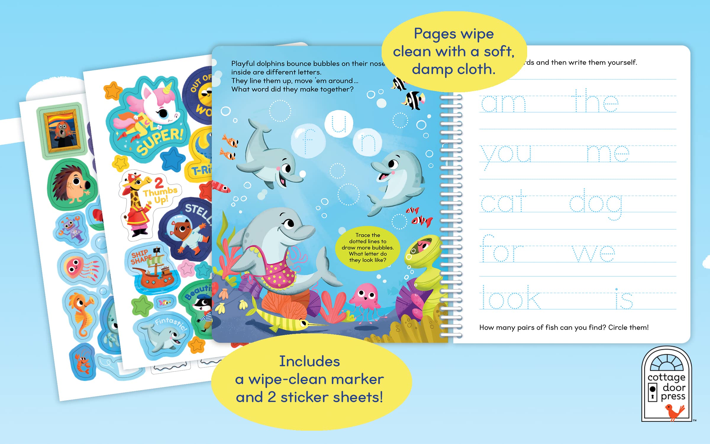 Write & Erase ABC and 123: Wipe Clean Writing & Tracing Workbook Skills for Preschool Kids and Up Ages 3-5: Includes Letter and Number Tracing, Early ... Erase Marker & Bonus Restickable Stickers. Write & Erase ABC and 123: Wipe Clean Writing & Tracing Workbook Skills for Preschool Kids and Up Ages 3-5: Includes Letter and Number Tracing, Early ... Erase Marker & Bonus Restickable Stickers. Spiral