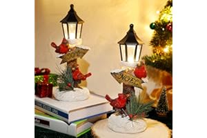 Glintoper 2 Pack Christmas Lighted Table Decorations, Tabletop Figurine, Battery Operated (Red Cardinal)