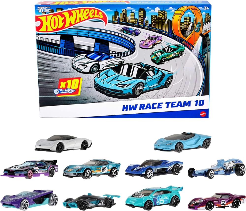 Hot Wheels 10 Pack Toy Cars 1:64 Scale Assorted Styles HYM96