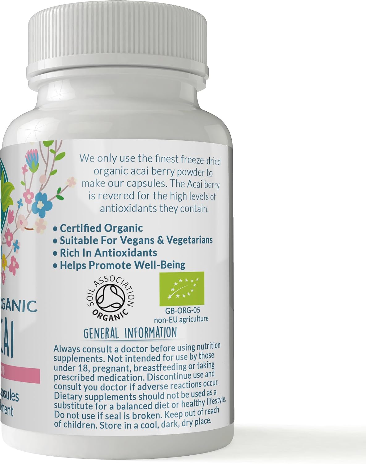 Pure Organic Acai Berry 500mg Capsules (90 Capsules) By The Natural Health Market • Certified Organic By The Soil Association • Vegan Capsules • Acai Berries Harvested In Brazil - Image 3
