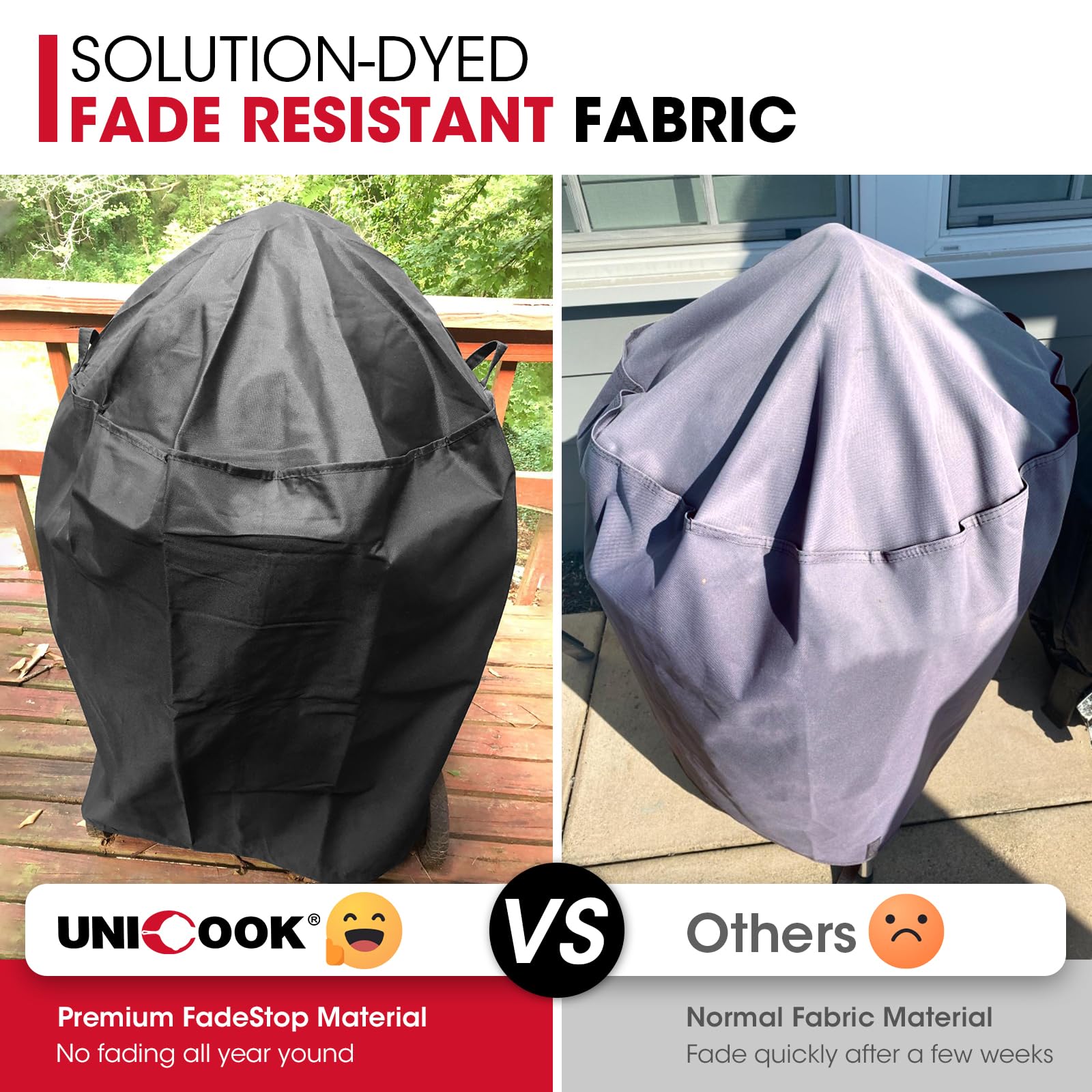 Unicook Round Smoker Cover 30 Inch, Heavy Duty Waterproof Charcoal Kettle BBQ Grill Cover, Fade Resistant Barrel Protector, Fits Weber Char-Griller Akorn Kamado and More, 30