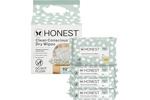 The Honest Company 100% Pure Organic Cotton Dry Wipes, Hypoallergenic, Multi-Use, Baby Facial Cloths, 192 Count