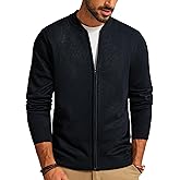 Men's Casual Full Zip Cardigan Sweater Slim Fit Stand Collar Sweater Jacket