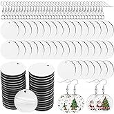120 Pcs Sublimation Earring Blanks with Earring Hooks Jump Rings, Round Bulk Double Sides Sublimation Blanks Clearance, Heat Transfer Unfinished MDF Earrings Blank for Christmas Valentine Women DIY