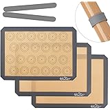 Whaline 3Pcs Silicone Baking Mats, Non-Slip Washable Reusable Baking Tray, Heat-Resistant Cooking Bakeware Mat, BPA Free, for