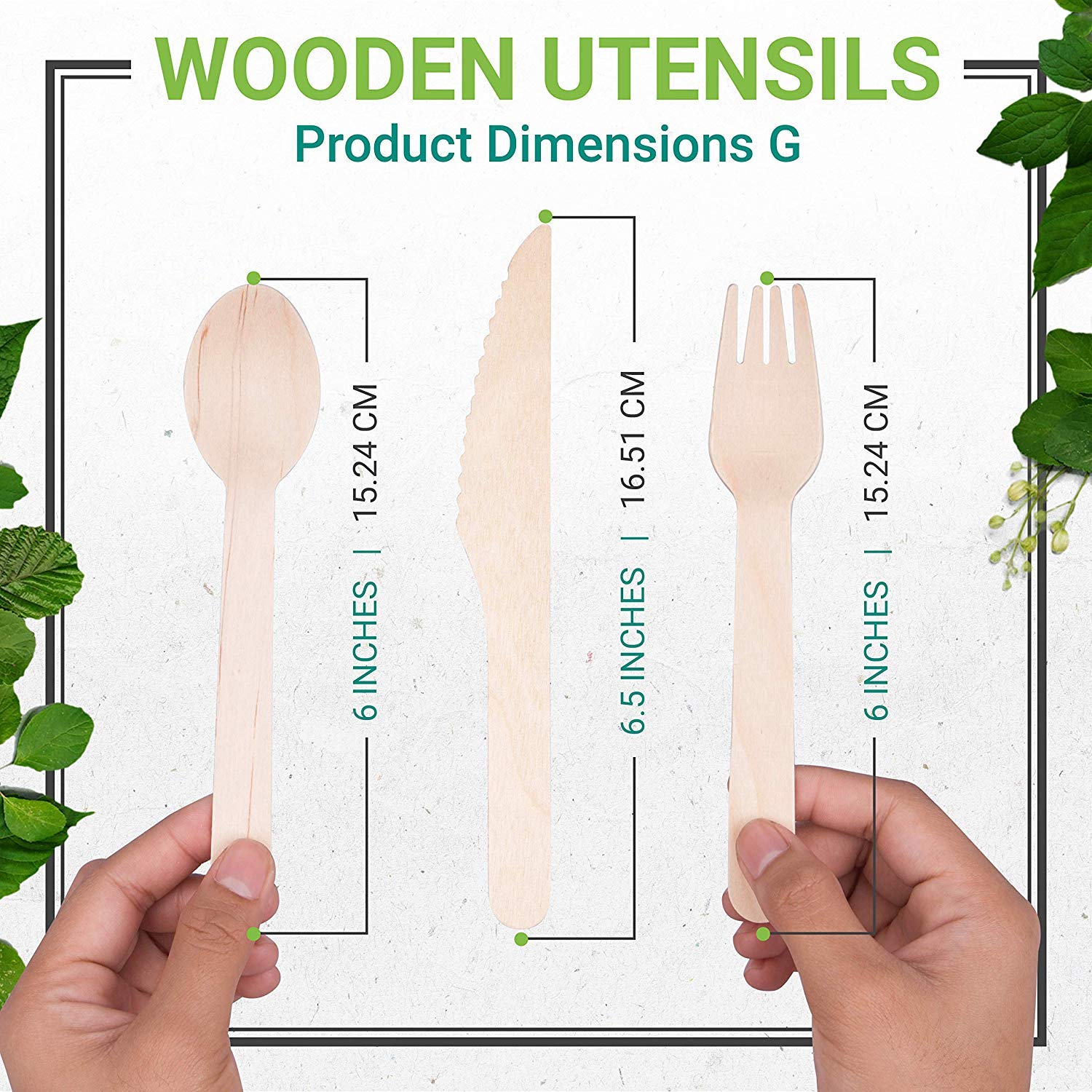 Disposable Wooden Cutlery Set Birchwood- Eco Friendly Biodegradable Wooden Cutlery - Plastic Free Wooden Disposable Utensils - Compostable Cutlery - 120 Wooden Forks,120 Wooden Spoons,60 Wooden Knives