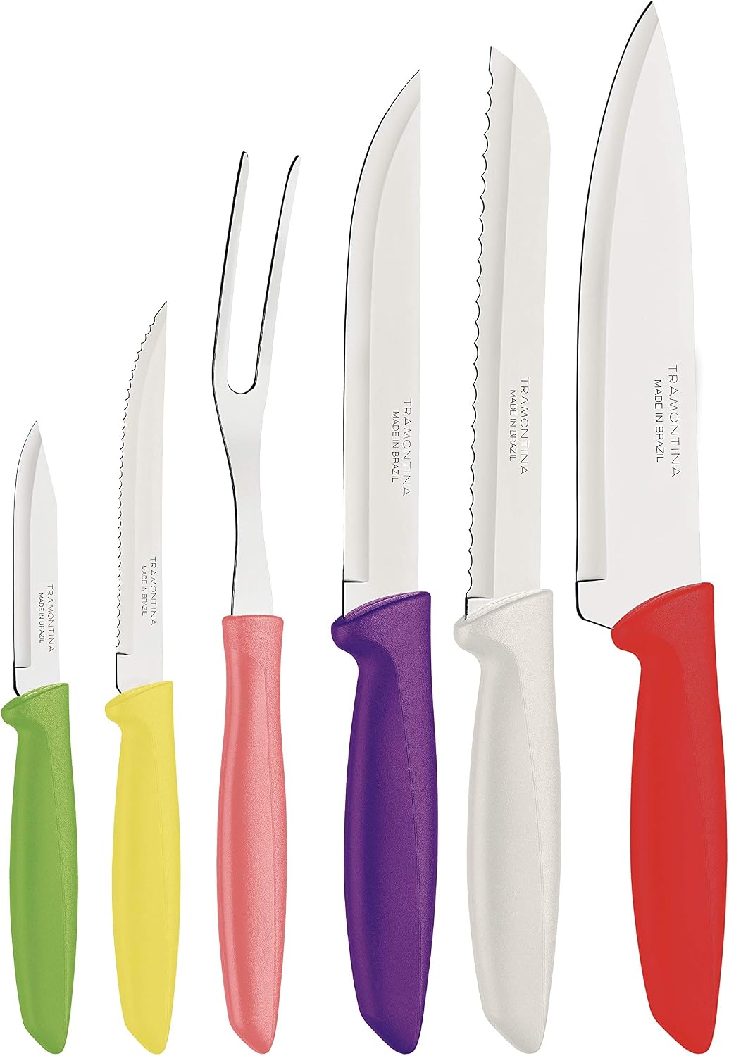 Tramontina Plenus Kitchen Knives Set of 6 with Paring, Bread, Chef and Steak Sharp Knife Plus Carving Fork, Vegetable Chopper, 23498916 - Image 3