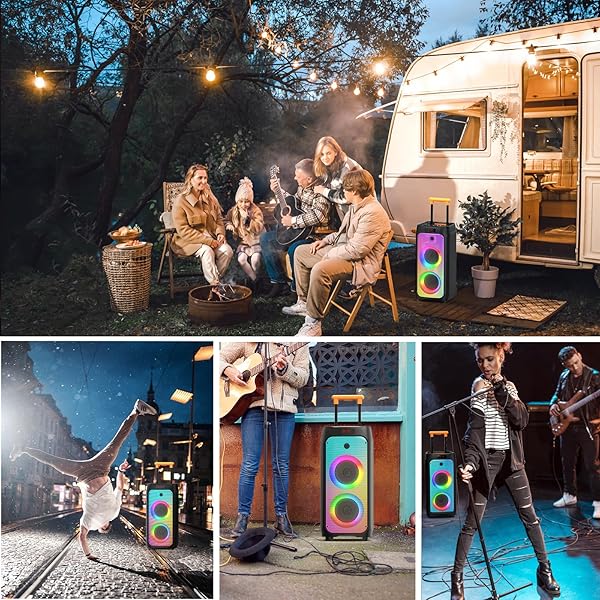 HWWR KARAOKE MACHINE WITH 2 WIRELESS MICROPHONES, BIG BLUETOOTH PARTY SPEAKER WITH 500W PEAK POWER FOR ADULTS, PA SYSTEM WITH ROLLING WHEELS AND TROLLEY, PERFECT FOR OUTDOOR, HOME PARTY, GATHERINGS