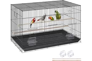 VEVOR 30 Inch Flight Bird Cage, Stackable Bird Cage Parakeet Cage with Slide-Out Tray and Handle, Small Parrots Birdcage for Cockatiels Budgies Conure Macaw Finch Lovebirds Canaries Pigeons