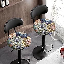 LJMKZJN Boho Flower Round Bar Stool Covers for
