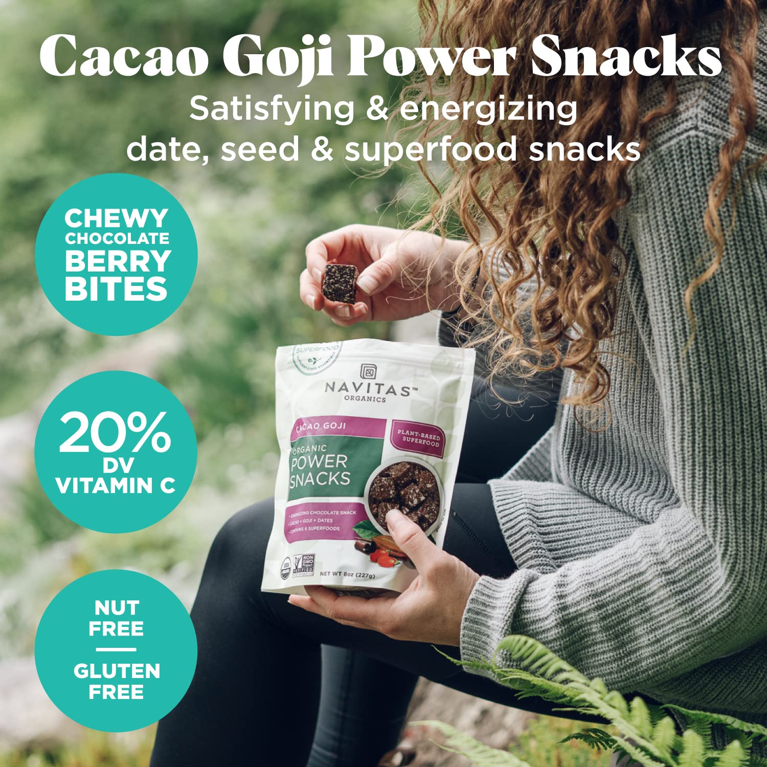 Navitas Organics Superfood Power Snacks, Cacao Goji, 16 oz. Bag, 23 Servings - Organic, Non-GMO, Gluten-Free