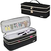 Travel Carrying Case Compatible with Revlon One-Step Hair Dryer Brush/Volumizer/Styler/Hot Tools,Double-Layer Storage Organizer Bag Compatible for Shark FlexStyle/Dyson Airwrap Styler,Black(Bag Only)