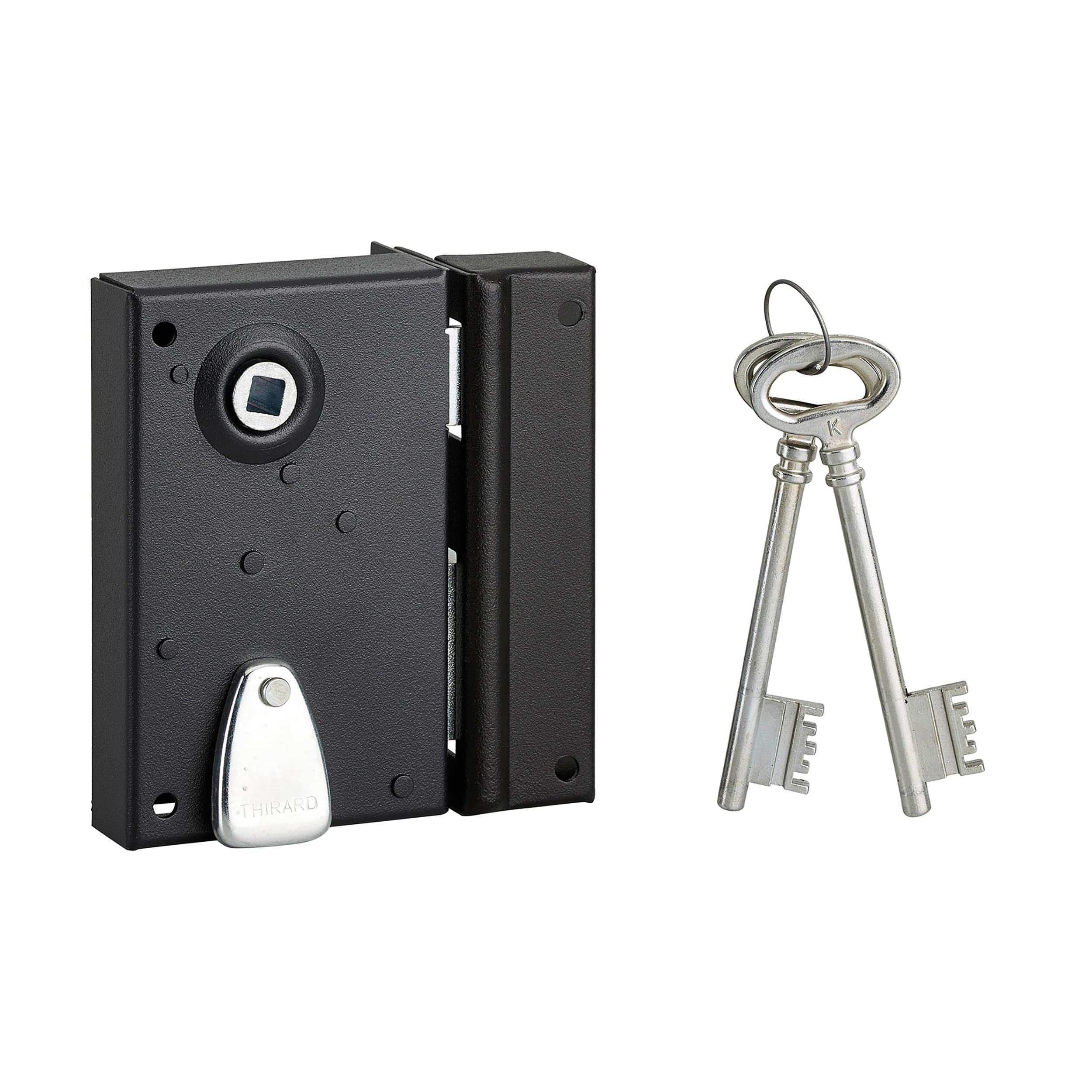 THIRARD FABRICANT DE SECURITE DEPUIS 1920 Thirard 00900133 70 x 110 mm Right-Cambrated Steel-Straight Applique Locks-Vertical Wall Light, Black