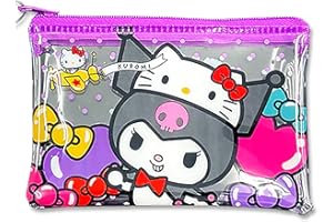 MENBLY 50th anniversary Flat pouch, Cute Vinyl Zipper Pouch, Card Wallet & Case, Kawaii Pouch Bag, 12x7.5x1cm (Purple Kuormi-Bunny)