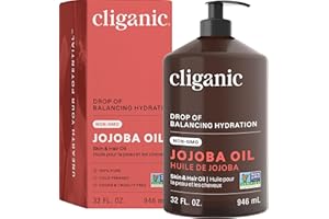 Cliganic Jojoba Oil Non-GMO, Bulk | 100% Pure for Skin, Hair & Face, Cold Pressed Natural Hexane Free - Hair Relaxer (32 oz)