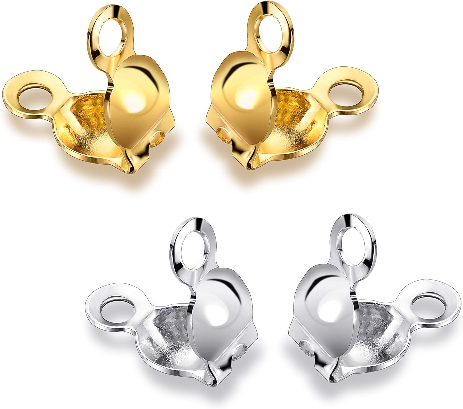 1000pcs Metal Open Bead Tips Knot Covers for Jewelry Making