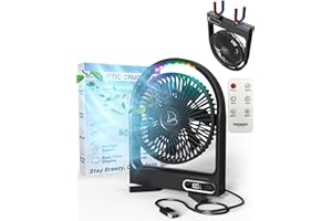 NORDMOOSE Magnetic Cruise Fan Cabin Approved - Durable Rechargeable Battery, Multi-Color RGB LED Light, Sleep-Friendly Smart Display & Timer, Magnetically Sticks on Cabin Ceilings and Walls - Sleek Design