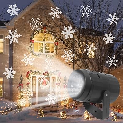 Jsdoin LED Christmas Projector Lights Moving Snowstorm Landscape Lamp Holiday