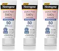 Neutrogena Pure Free Baby Mineral Sunscreen Lotion With Broad Spectrum Spf 50 Zinc Oxide Water Resistant Hypoallergenic Tear Free Baby Sunscreen Paraben Free Dye Free 3 Fl Oz Pack Of 3 Amazon Ae