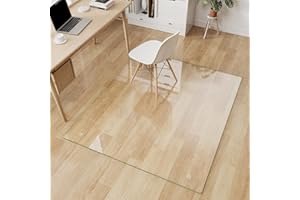 FlyEcho Glass Chair Mat 46" x 55" Heavy Duty Tempered Glass Office Chair Mat, Glass Floor Mat with Round Corner and Polished Edge for Smooth Glide, Carpet Hardwood Floor Protector