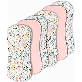 Muslin Burp Cloths for Baby Girl Set, 6 Pack 20"x9" 100% Cotton Burp Cloths Baby Girl, Large Absorbent Burping Cloth for Babies, Soft Muslin Baby Washcloths, Nursery Gift Set Pink Floral Design